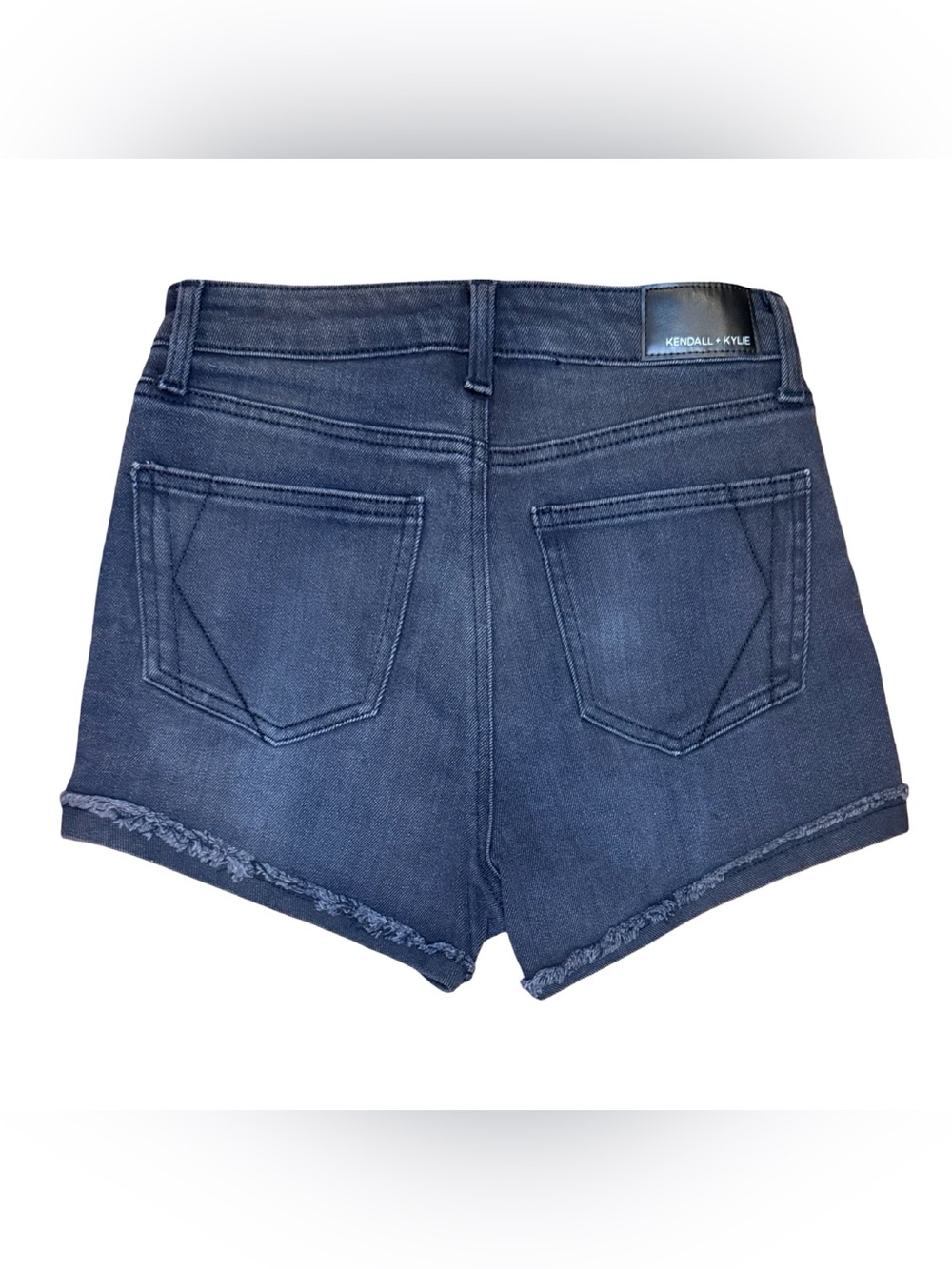 Kendall & Kylie - Size 7 - High-Rise Frayed Hem Denim Shorts - Indigo - Picture 3 of 5